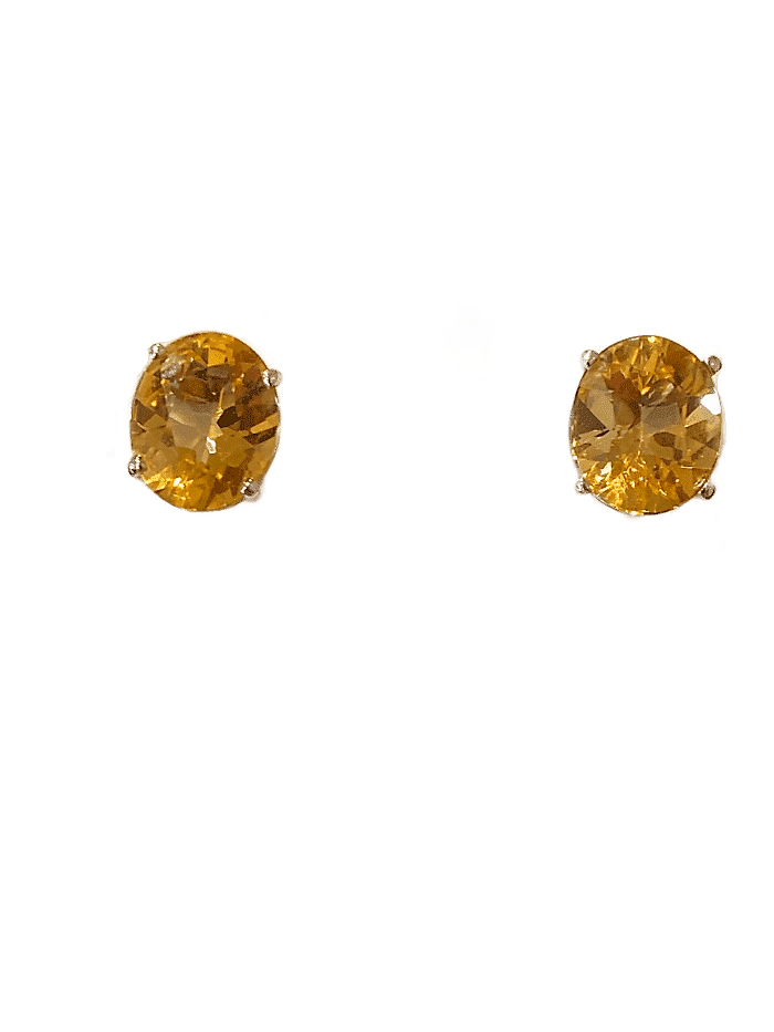 14KW OVAL CITRINE STUD EARRINGS