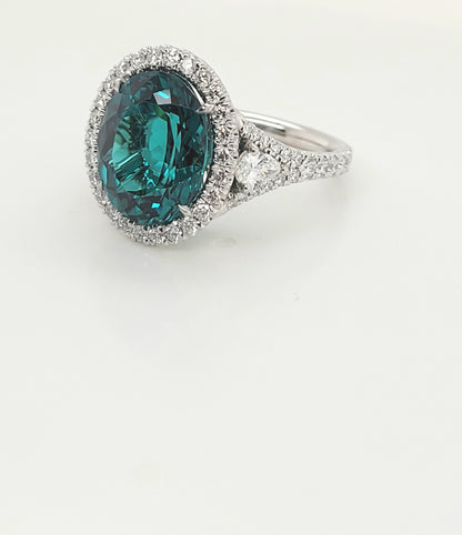 Platinum Blue Green Tourmaline Ring