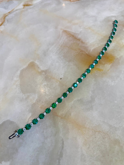 18KW Emerald and Diamond Bracelet