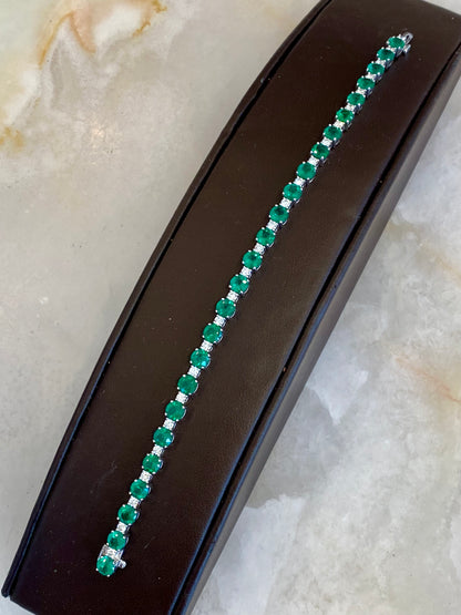 18KW Emerald and Diamond Bracelet