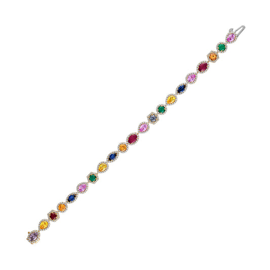 18K MULTI-COLORED, MULTI-SHAPED STONE BRACELET