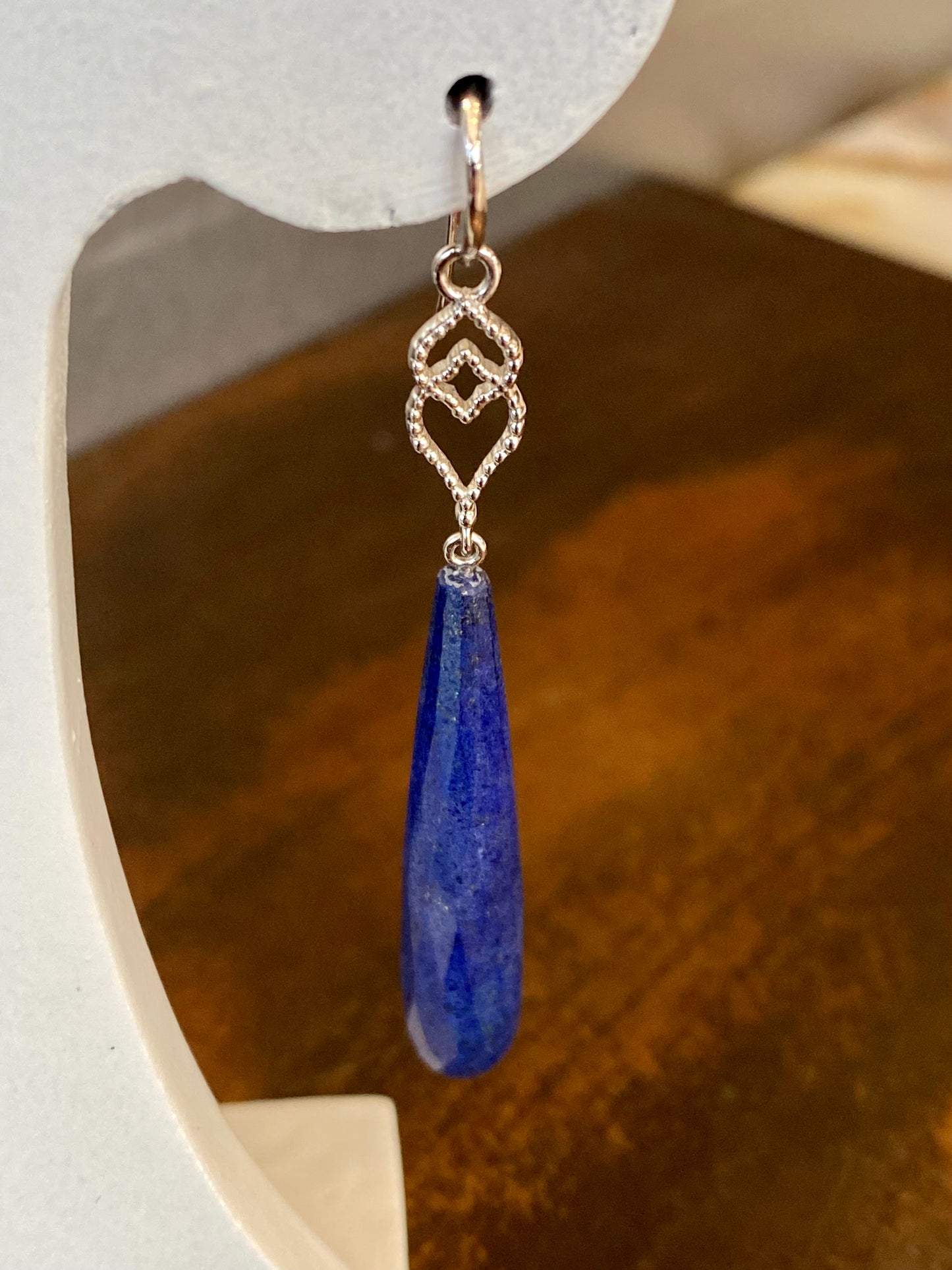 18KW Lapis Drop Earrings