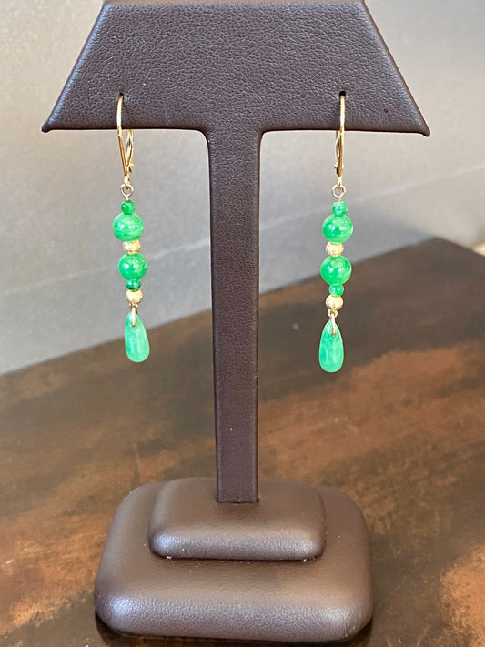 14KY JADE BEADED DROP EARRINGS