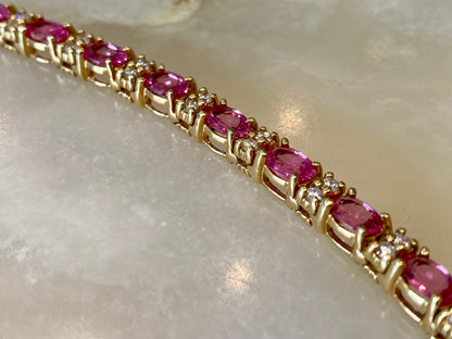 18KY PINK SPINEL AND DIAMOND BRACELET