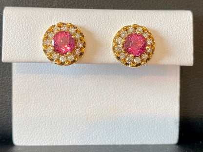 18KY Pink Spinel Stud Earrings