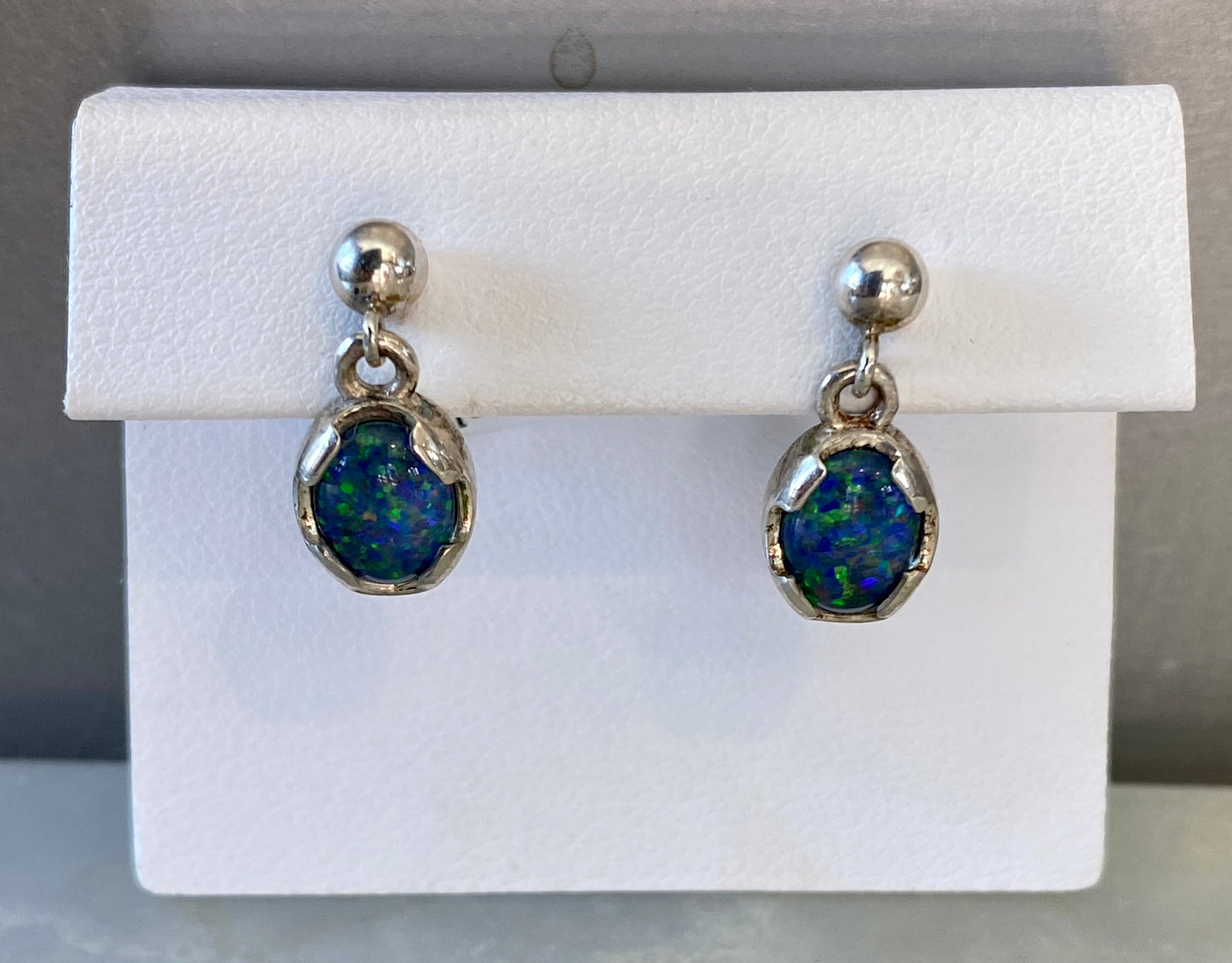 Silver Idaho Opal Dangle Earrings