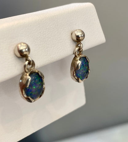 Silver Idaho Opal Dangle Earrings