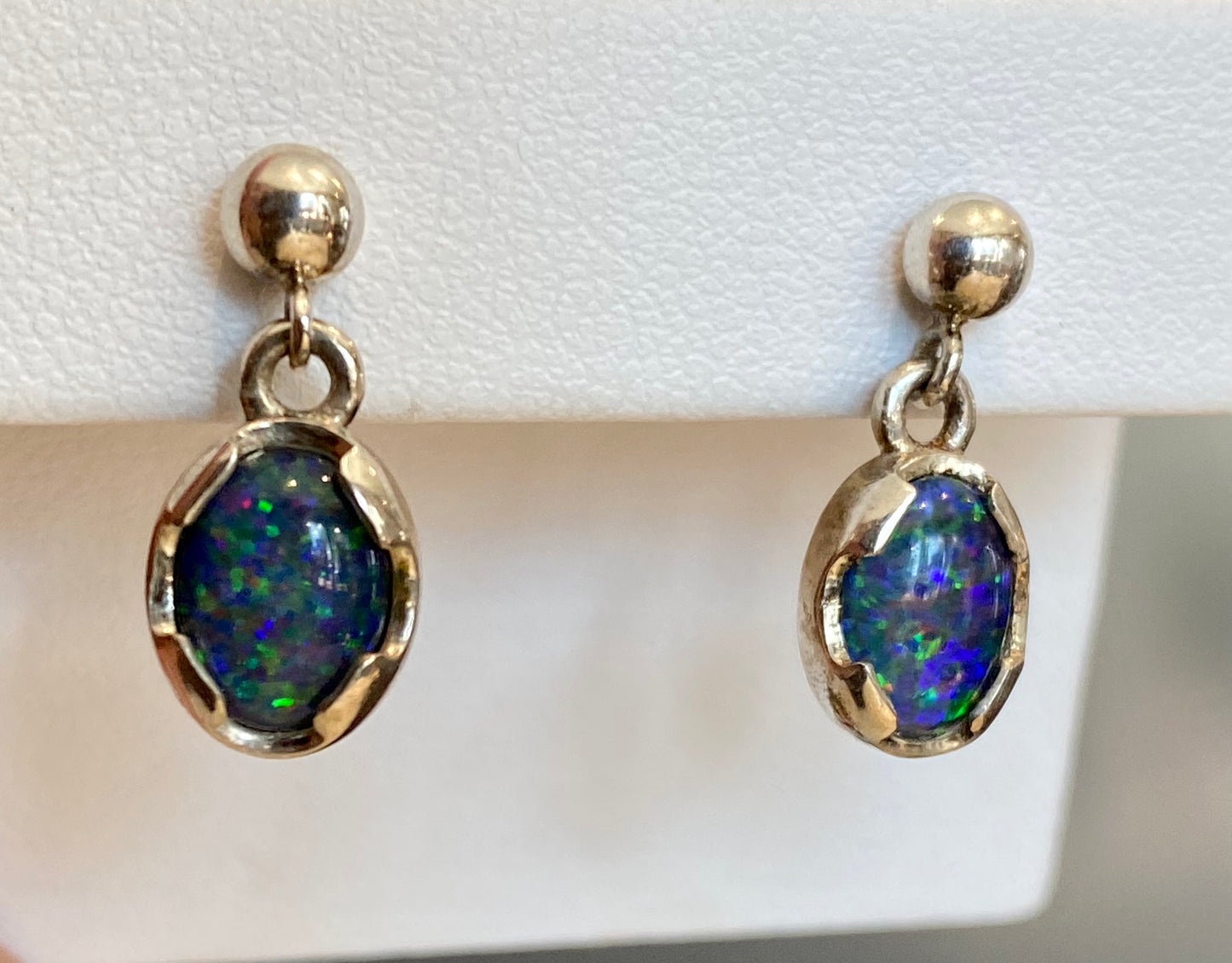 Silver Idaho Opal Dangle Earrings