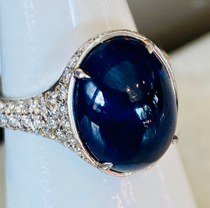 Platinum Sapphire Ring with Diamonds