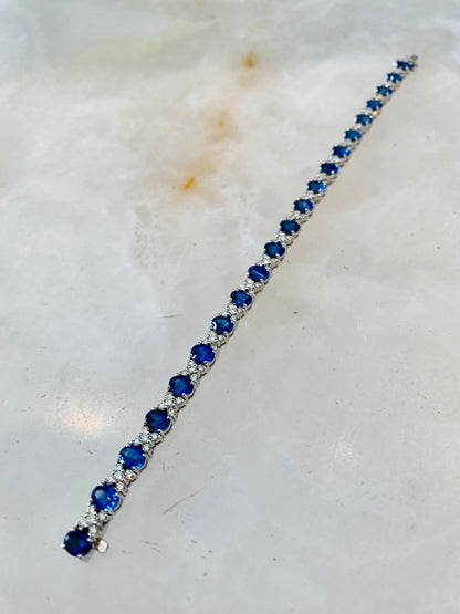 18k Blue Sapphire and White Diamond Bracelet