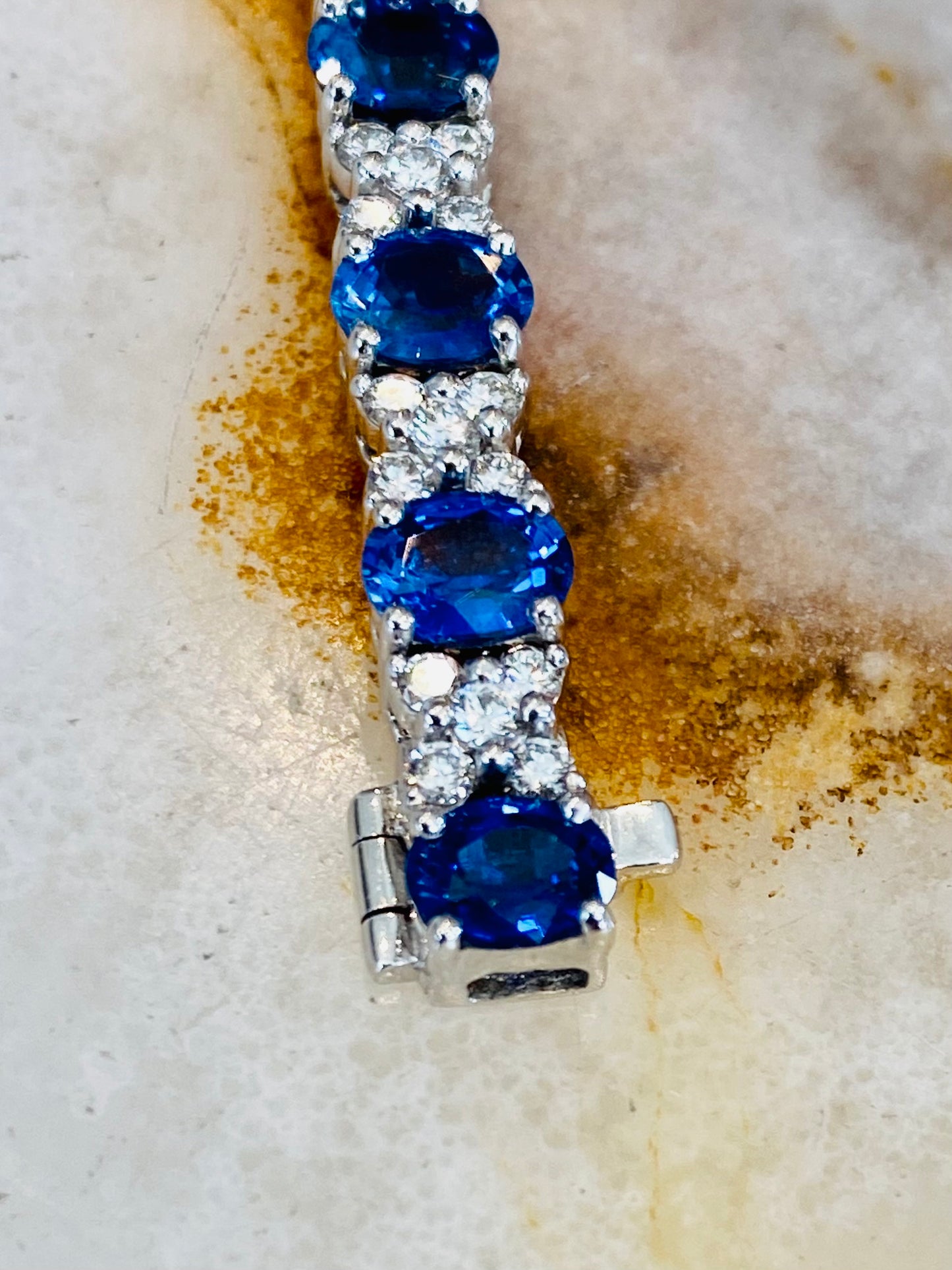 18k Blue Sapphire and White Diamond Bracelet