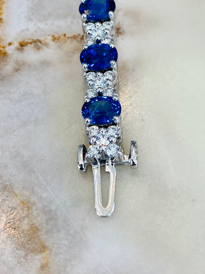 18k Blue Sapphire and White Diamond Bracelet