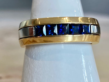 18K Yellow and White Gold Sapphire Band PC SAPH .95TW