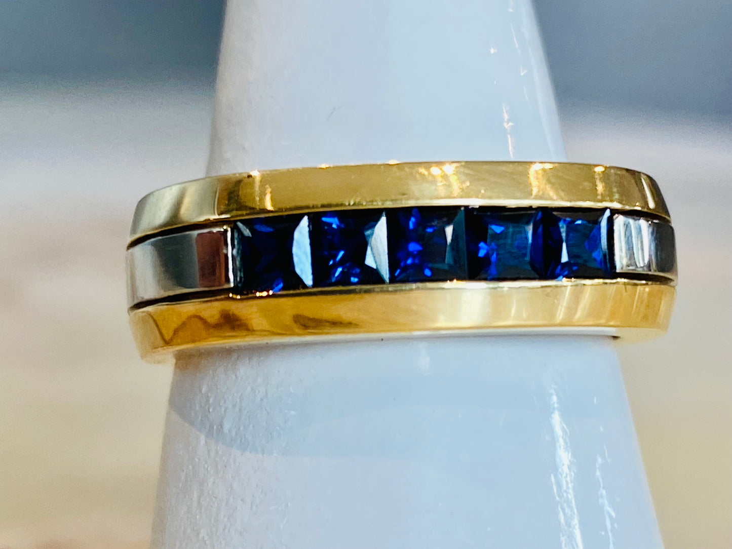 18K Yellow and White Gold Sapphire Band PC SAPH .95TW