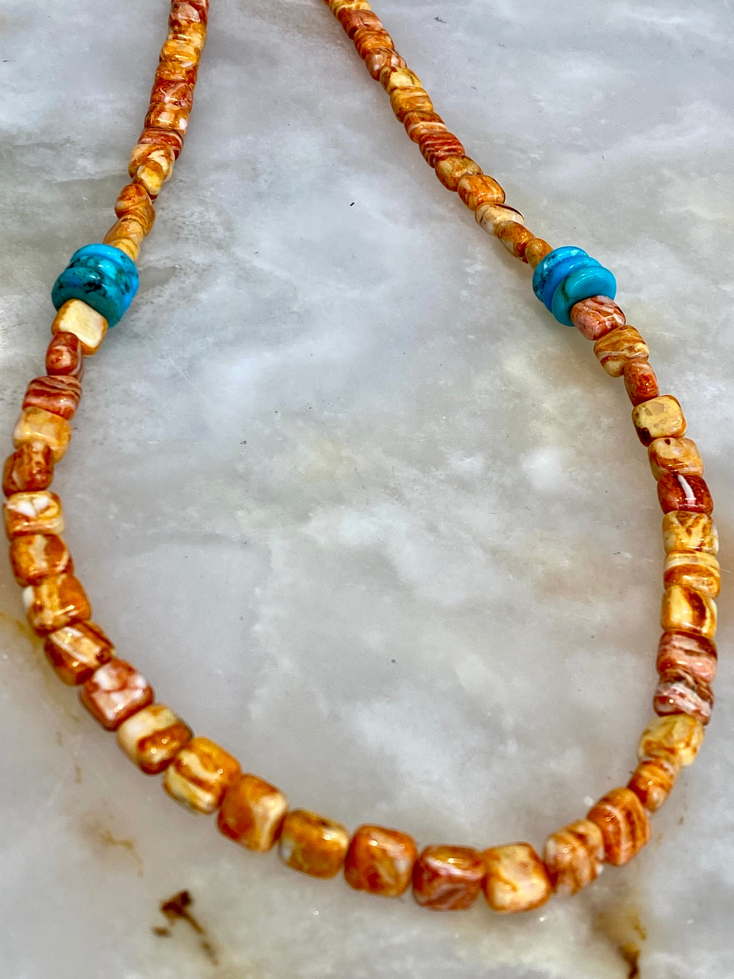 Spiny Oyster, Turquoise Beaded Necklace