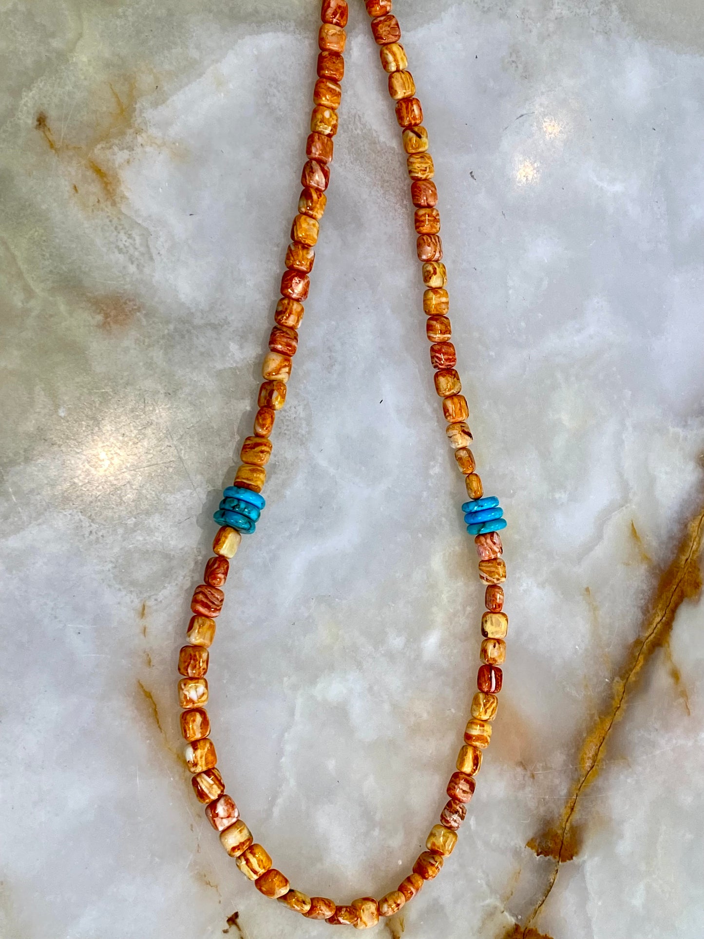 Spiny Oyster, Turquoise Beaded Necklace