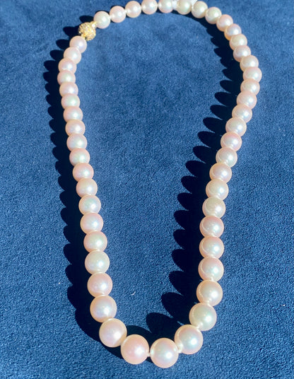 White Pinkish Cultured Pearl Necklace
