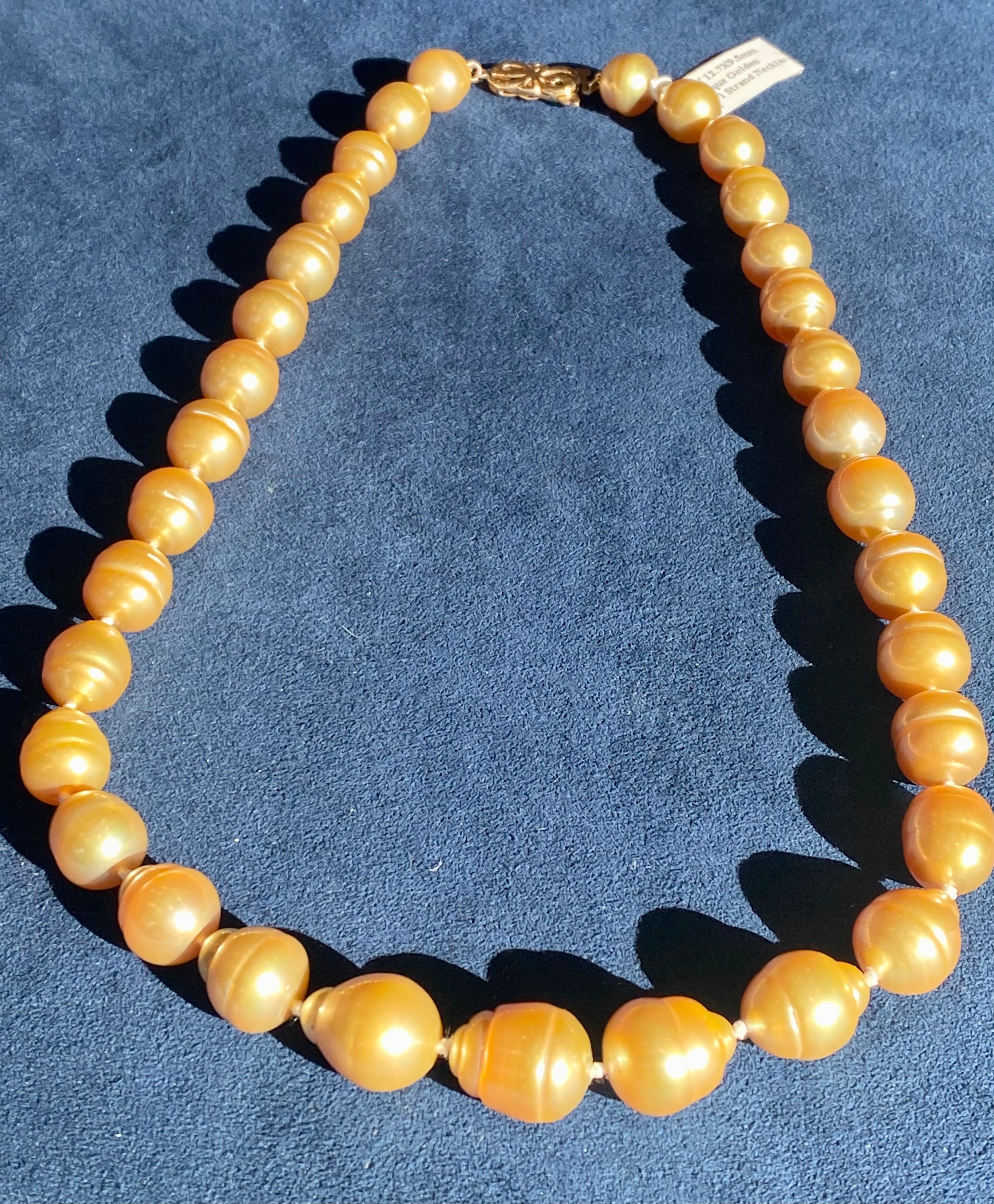 Golden South Sea Pearl Necklace and Earring Set | Joint Venture Jewelry |  Cary, NC