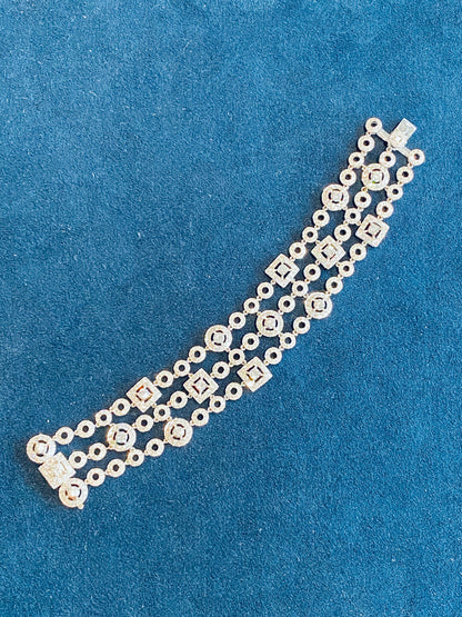 18KW 3-Strand Geometric Diamond Bracelet