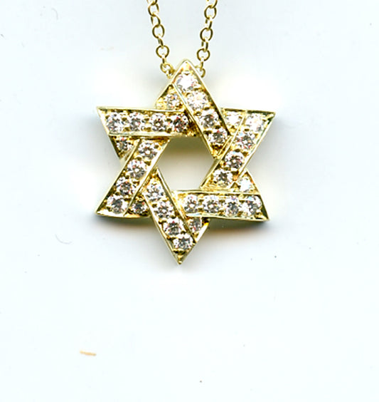 18KY Diamond Star of David Pendant