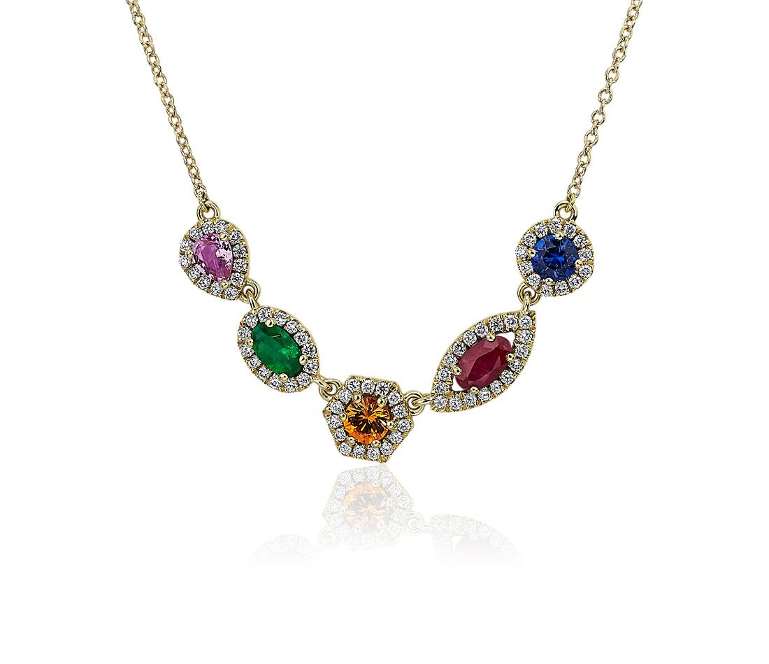 18KY MULTI COLOR, MULTI STONE NECKLACE