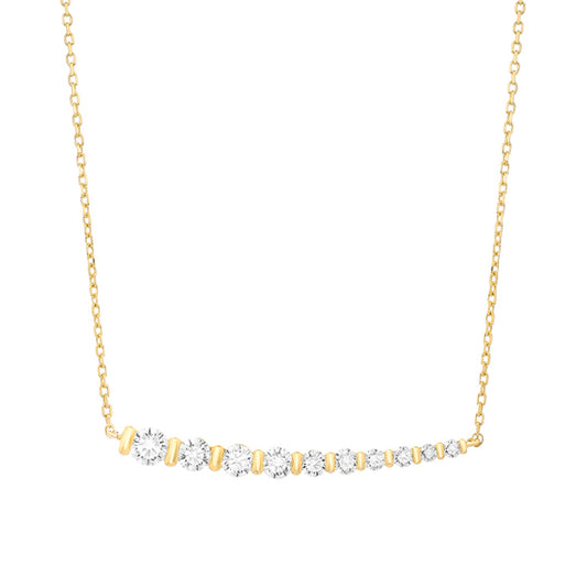 14KY Graduated Diamond Bar Necklace