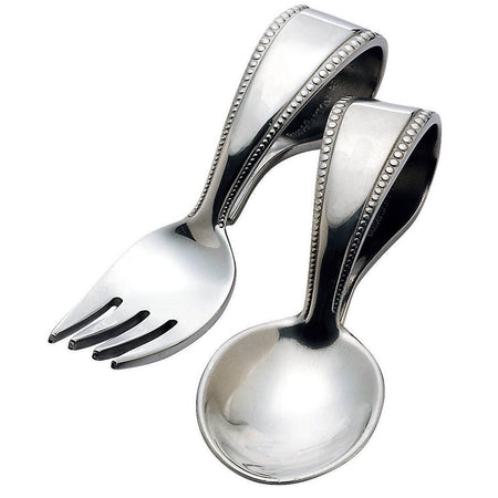 Pewter Beaded Fork and Spoon Set