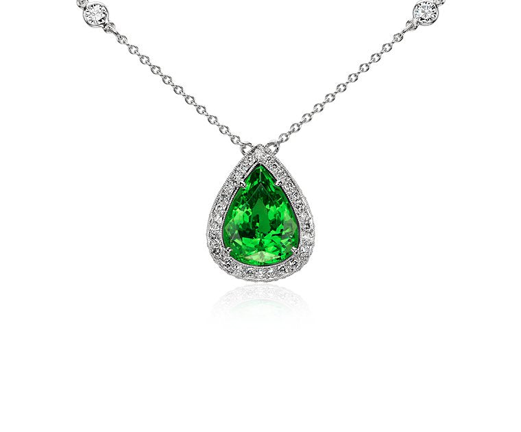 Platinum Tsavorite Diamond by the Yard Necklace