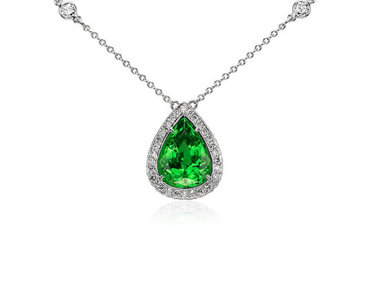 Platinum Tsavorite Diamond by the Yard Necklace