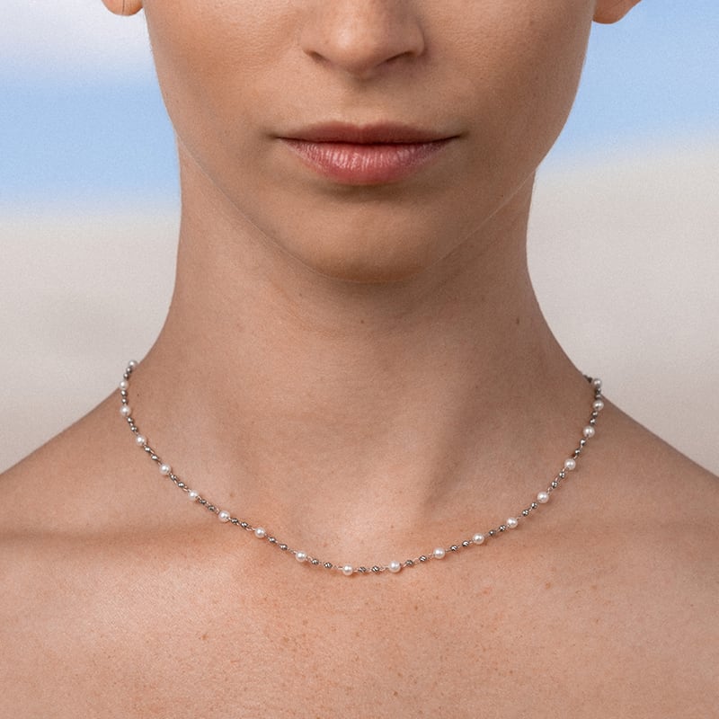 Platinum Handmade Elongated Chain Toggle Clasp - David Tishbi Jewelry