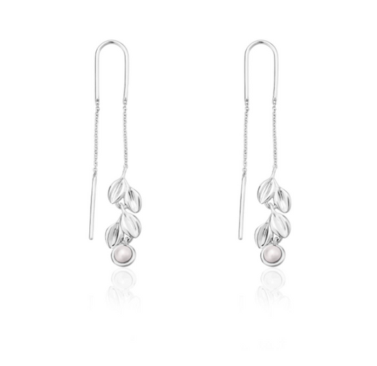 Silver Dalia Pearl Petal Earrings