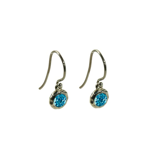 Silver Blue Topaz Wire Earrings