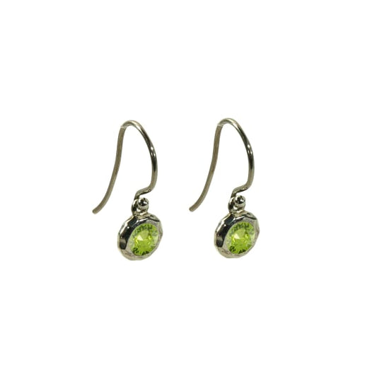 Silver Wire Drop Peridot Earrings