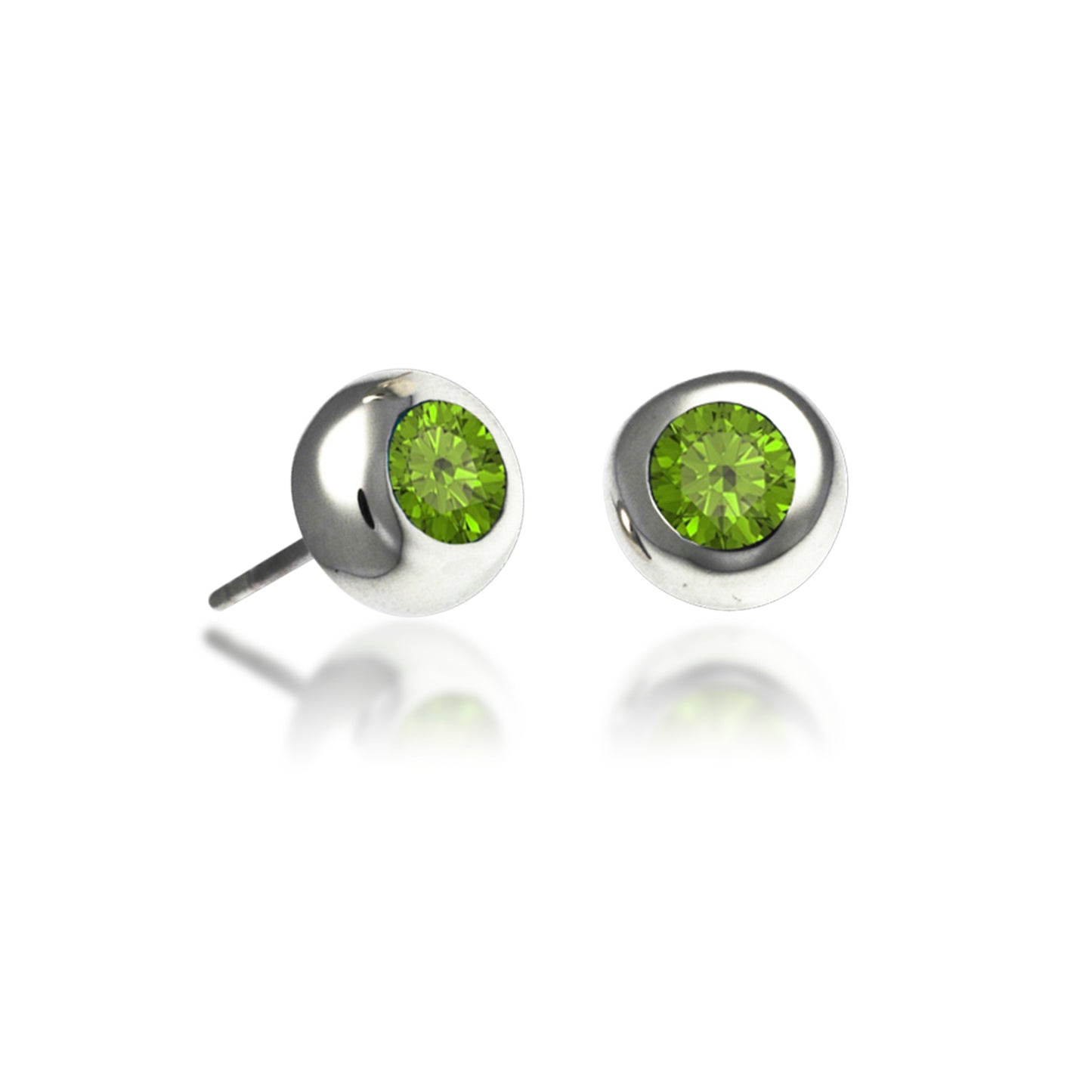 Silver Peridot Smooth Studs