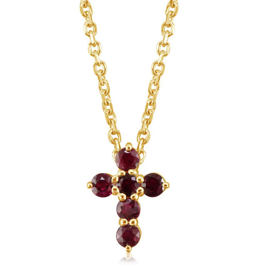 14K Ruby Cross Necklace