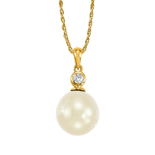 14k White Pearl and Diamond Pendant