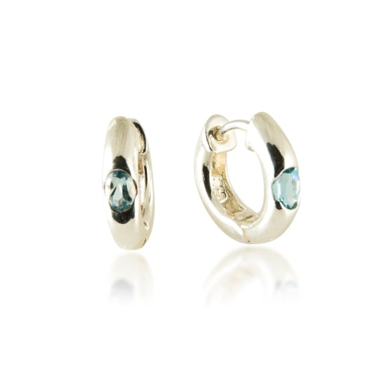 Silver Blue Topaz Hoops