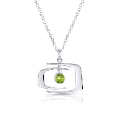 Silver Peridot Modern Pendant