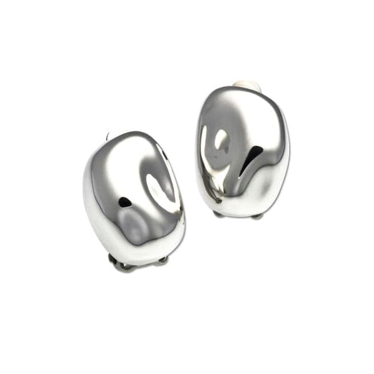 Silver Riverstone Clip On Earrings