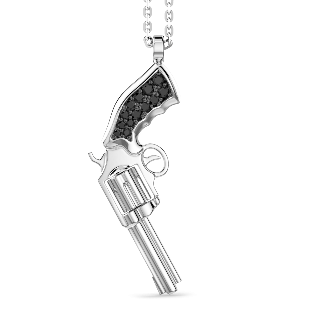 Diamond Chain Gun 18K DIAMOND REVOLVER PENDANT – Barry Peterson Jewelers