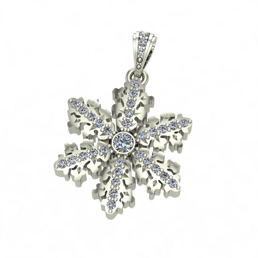 White Gold Organic Snowflake Diamond Pendant