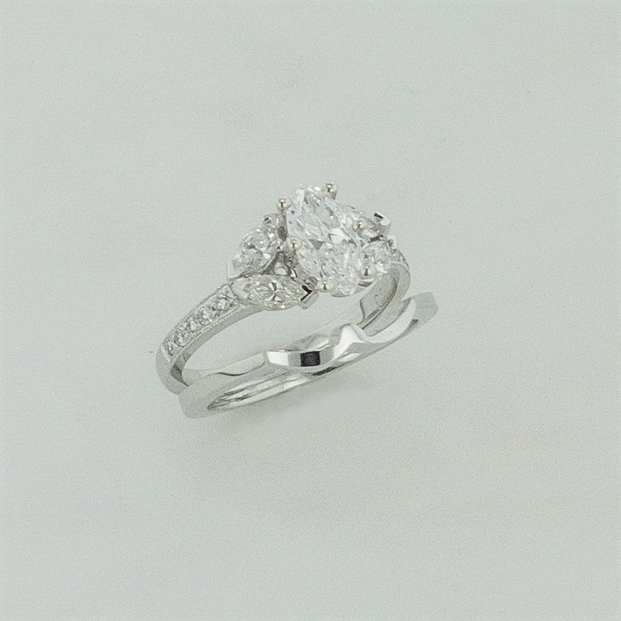 14KW Marquise Diamond Wedding Set