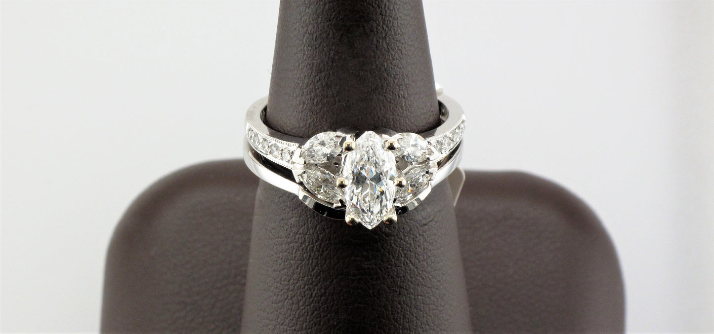 14KW Marquise Diamond Wedding Set