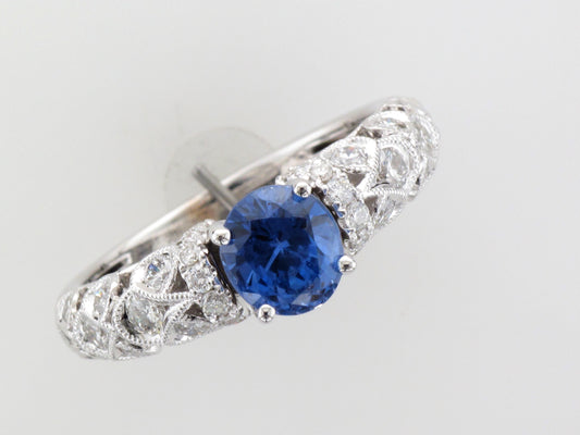 18KW Ceylon Sapphire and Diamond Ring
