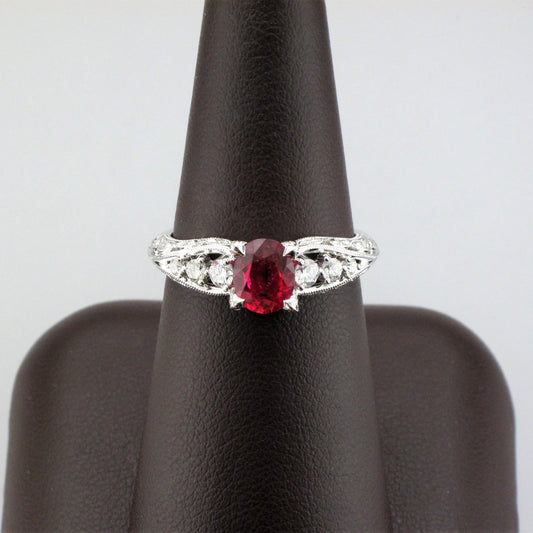 18KW Ruby Solitaire with Diamond Accents