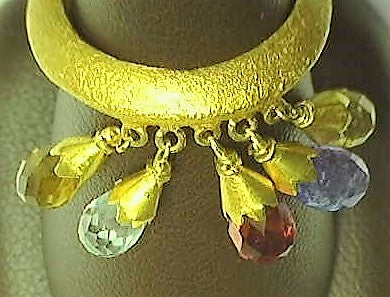 18KY 5 Drop Multi-color Gemstone Ring