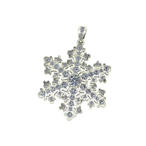 18K White Gold Organic Snowflake Diamond Pendant