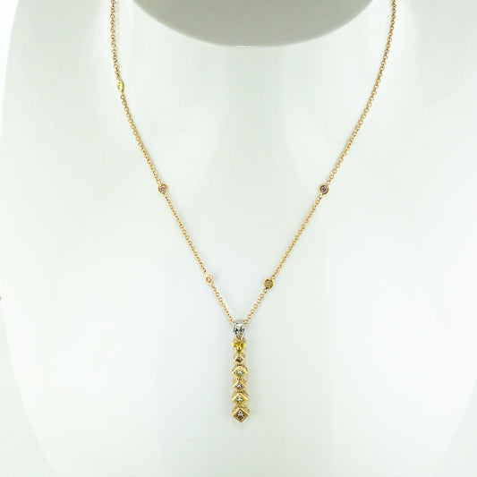 Gold Pink and Yellow Diamond Necklace