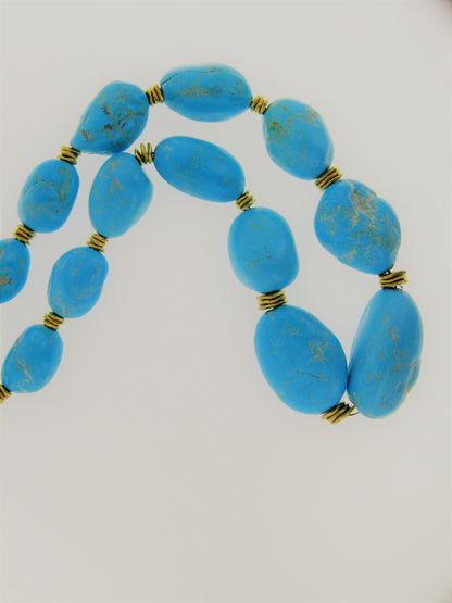 18KY Turquoise Nugget Necklace