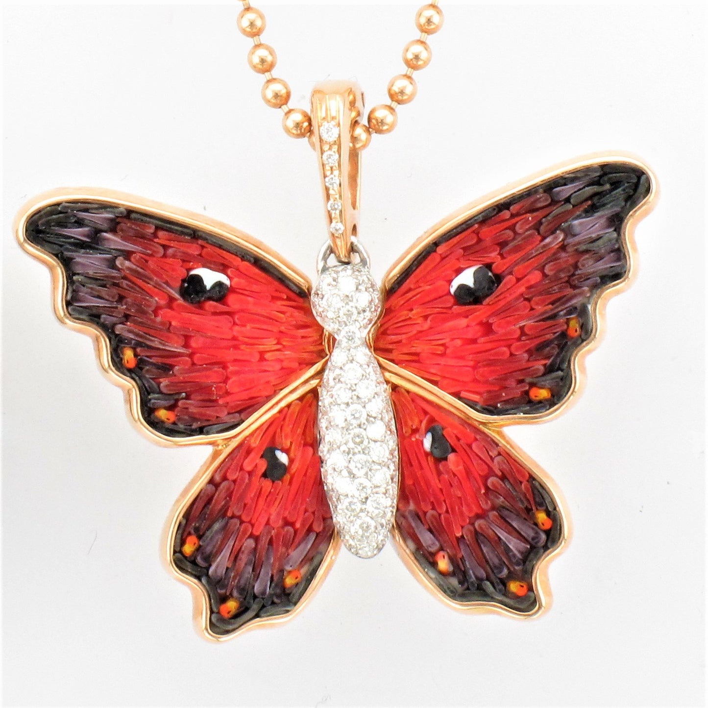 18KR Diamond Micro Mosaic Butterfly Necklace